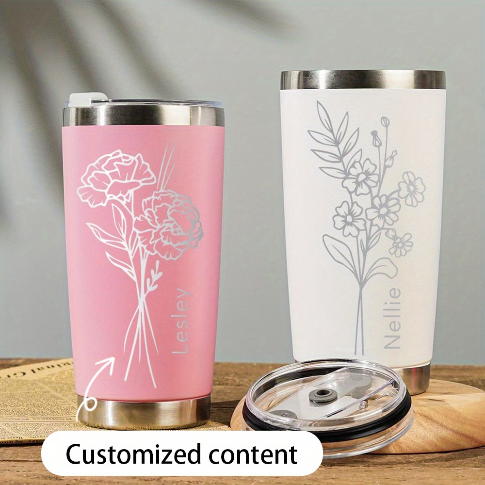 Coffee Tea Name - İsim Yazılı Karanfil Doğum Çiçeği 20oz